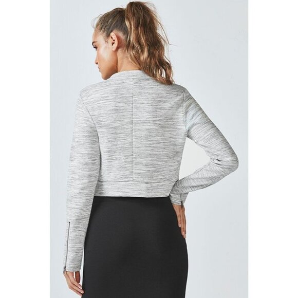 Fabletics Size XS Magnolia Jacket Semi Cropped Gray Stretch Full Zip - Picture 2 of 7